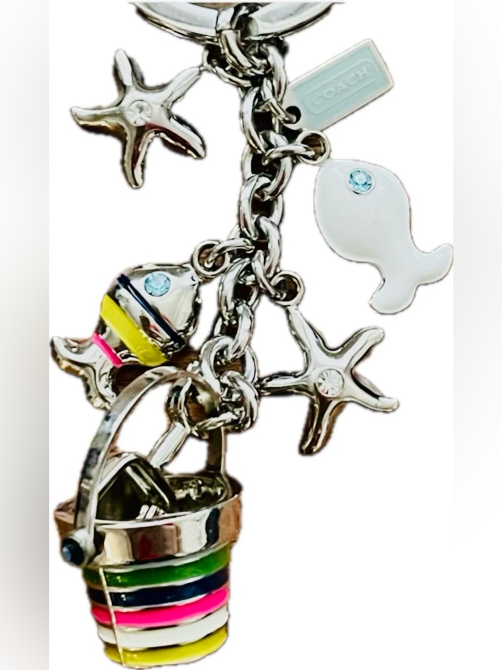 COACH Legacy “Day At The Beach” Bag Charm Keychain Fob #92097 - Like New - Picture 7 of 10